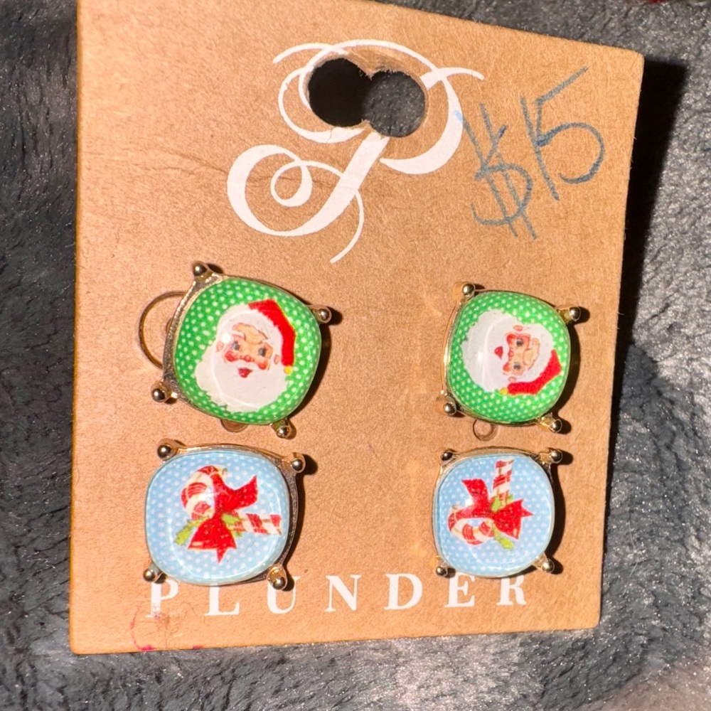 Plunder Holiday Earrings Set - Green and Blue - Picture 2 of 4